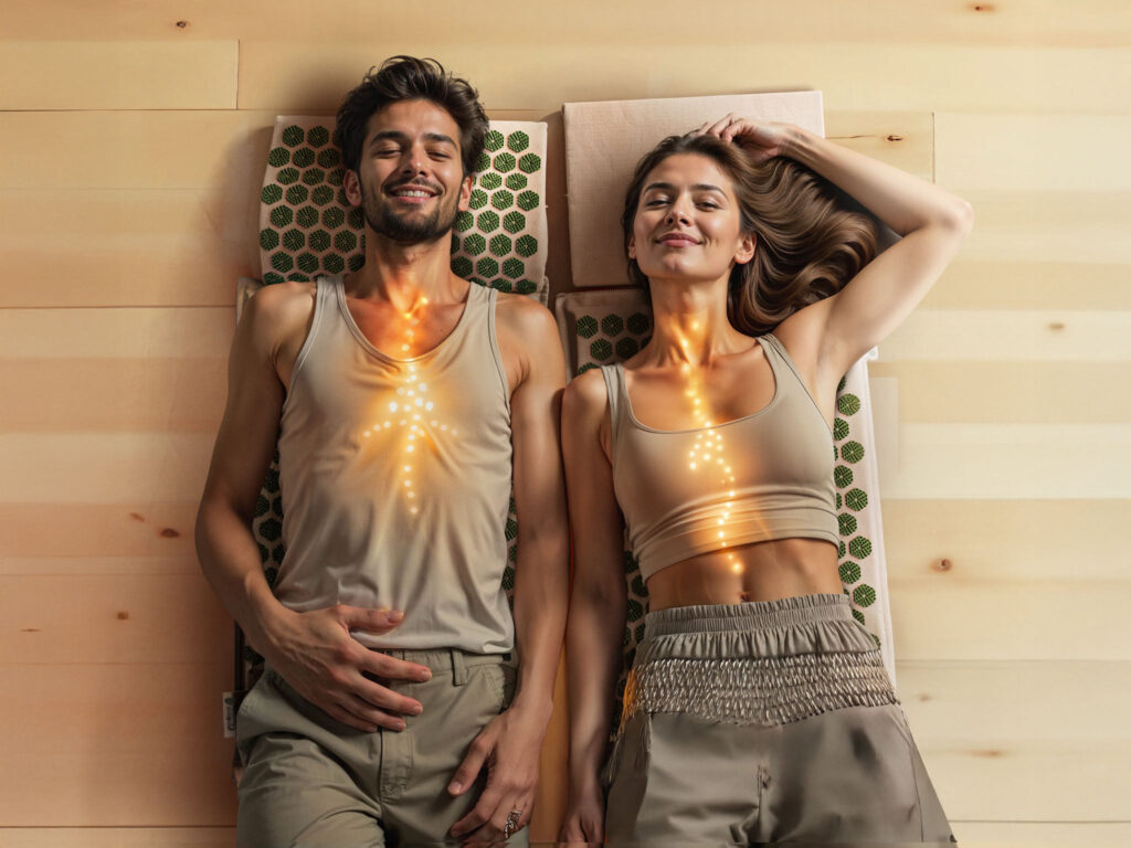 entspanntes paar akupressurmatte